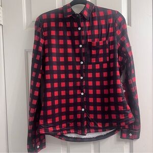 Forever 21 Sherpa‑Lined Plaid Shirt – Size M Black and Red